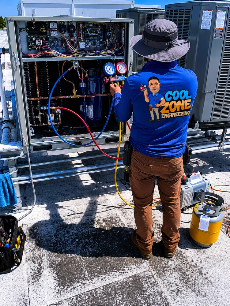 Cool Zone Engineering HVAC technician on the job
